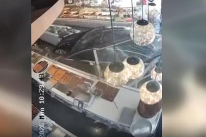 Kontrolden çıkan araç pastaneye girip çıktı