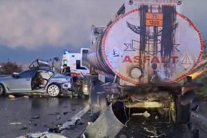 Tanker ile otomobil çarpıştı: 1 ölü, 5 yaralı