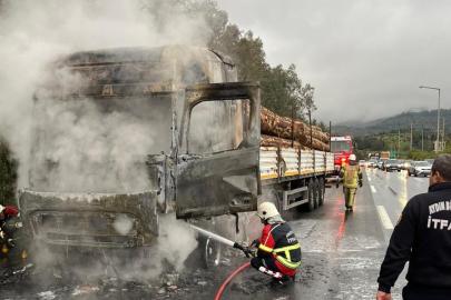 Seyir halindeki tır küle döndü