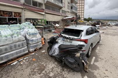 Gaziantep'te fırtınanın verdiği hasar görüntülendi
