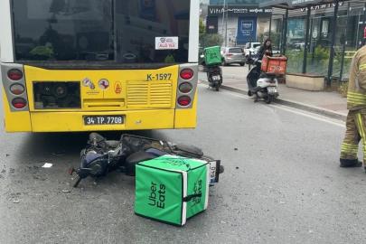 İETT otobüsüne çarpan motokurye yaralandı