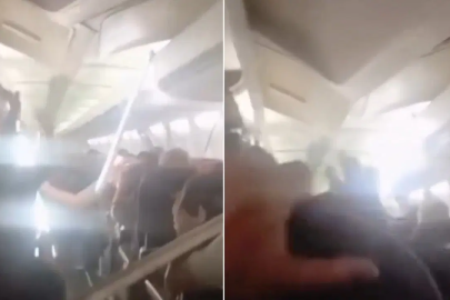 Yolcu uçağında korkunç anlar. Kabin tavanı çöktü